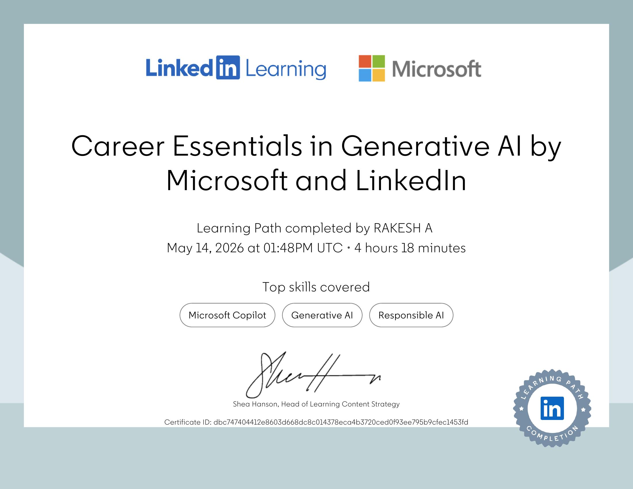 Career Essentials in Generative AI — Microsoft & LinkedIn