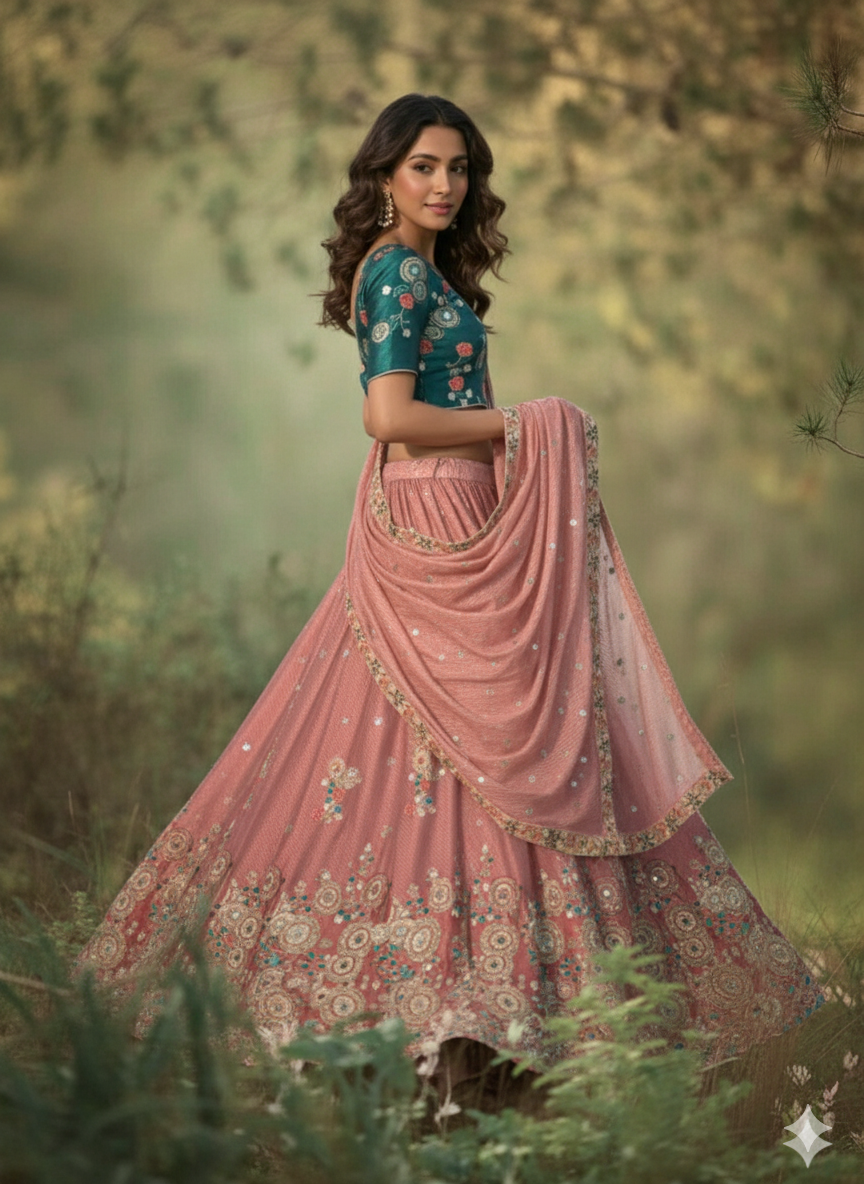 Outdoor side flowing lehenga